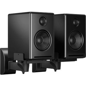 Suptek Speaker Wall Mounts, Dual Speaker Stands for Surround Sound Speakers, Universal Bracket, Tilt Swivel Shelves Up to 55lbs Black (2 Pack)
