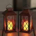 Solar Lanterns Outdoor, Waterproof Garden Hanging Lanterns,13" Outdoor Decorative Lantern with LED Flickering Flameless Candles, Vintage Lantern for Porch, Yard, Patio Decor