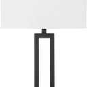 Yosoan White Indoor Table Lamp Bedside Nightstand Desk Lamp, Dimmable On Off Switch Black 65.8" Power Cord Cutout Rectangular White Fabric Shade for Bedroom Hotel Study