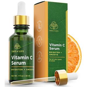 Tree of Life Beauty Vitamin C Skin Care Set, Skin Brightening Face Oil for Dark and Age Spots, Facial Serums for Dry and Sensitive Skin with Hyaluronic Acid & Vitamin E for Soft Smooth Skin, 1 Fl Oz