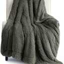 Bedsure Fluffy Olive Green Throw Blanket Gifts for Women, Men, Soft Fleece Cozy Fuzzy Sherpa Plush Warm Minky Thick Faux Fur Throws for Couch, Dark Green Decor House Blanket Gifts for Her, 50x60