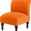 JIAN YA NA Armless Accent Chair Cover, Stretch Armless Chair Slipcover Velvet Armless Chair Covers Slipper Chair Slipcover Furniture Protector Covers for Living Room Bedroom(Velvet, Orange)