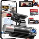 4K+4K+1080P 3 Channel Dash Cam Front and Rear with Cabin, Free 128GB Card Included, 5.8GHz WIFI6 - up to 20MB/s, IR Night Vision, Built-in GPS, G-Sensor, 24H Parking Mode, Support 512GB Max