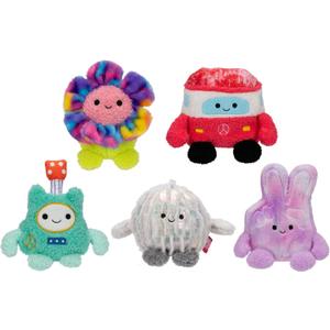 BumBumz 4.5-inch GroovyBumz Plush 5-Pack - Disco Ball Demi, Groovy Flower Faye, Van Vance, Guitar Giovanni, and Peace Sign Fingers Petra Collectible Stuffed Toys
