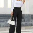 NIMIN High Waisted Work Pants for Women Straight Leg Office Dress Pants Business Casual Pants Trousers with Pockets Black Medium