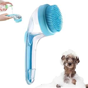 Dog Bath Brush, 2 in 1 Pet Bath Brush Soft Dog Scrubber for Bath with Built-in Shampoo Dispenser for Long Short Haired Dogs Cats Shower