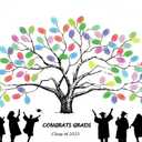 3 x Graduation Fingerprint Tree, Grad Party, Class of 2025 Guest Book Party Ideas, Use your fingers to print your signature on a custom painting, hung as a graduation commemoration (Color 1)