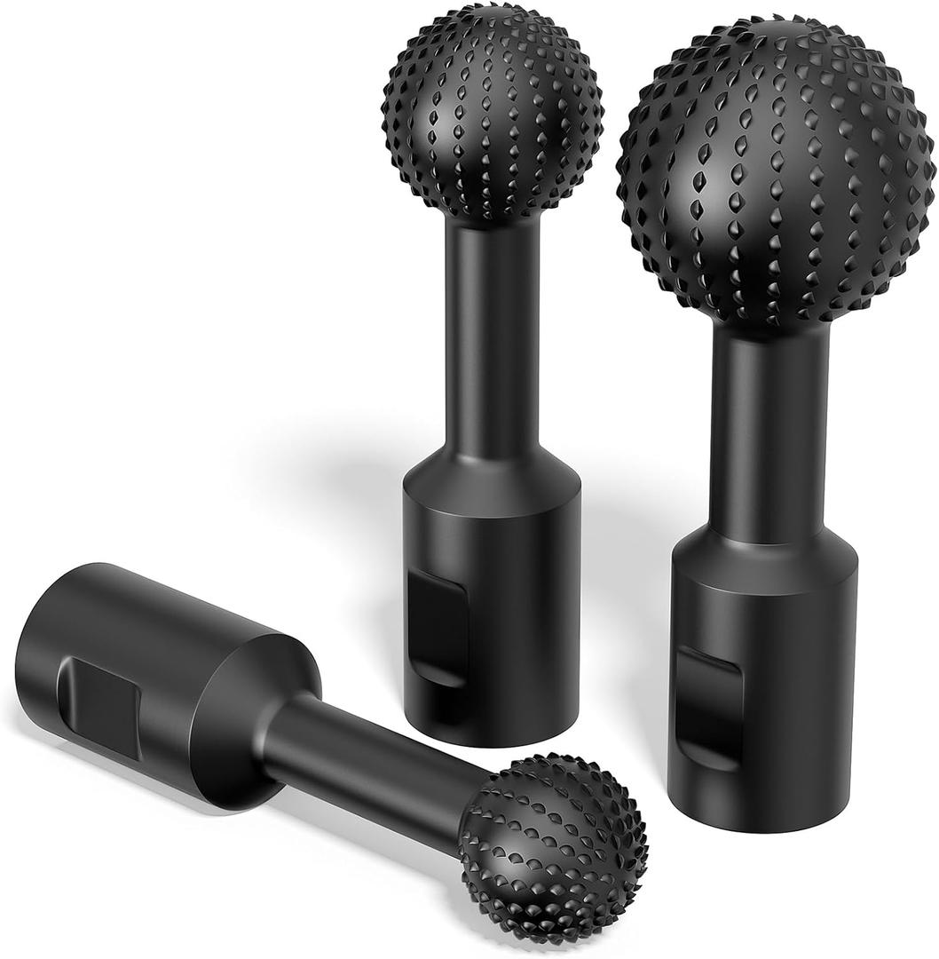 BURMONG 3-PC Sphere Rotary Burr Set - 5/8-11 Thread Ball Gouge Attachments for 4-1/2" & 5" Angle Grinders | Carbide Steel Power Tools for Wood Hollowing, Slotting, Engraving & Polishing (3 Sizes)