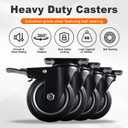 4 Inch Caster Wheels Set of 4 Heavy Duty - Total Enclosure Dust Cover & Dual Locking - Silent Industrial Rubber Swivel Casters for Workbench, Tool Box & Cart (Hardware Included)