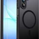 Ezanmull for Samsung Galaxy A17 5G Phone Case Magnetic Shockproof, [Fit for MagSafe] [Glass Screen Protector] Soft-Touch Skin para Frosted Translucent Anti-Fingerprint Cover (Black)