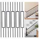 10 Pack balusters for Staircase Interior, Wrought Iron Balusters 44" x1/2" Rectangular Stair Railing -Metal Balusters Hollow Black (5 Square & 5 Straight)