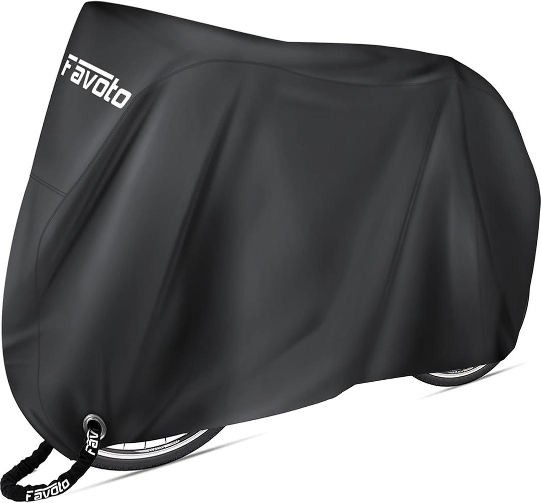Favoto Bike Cover Waterproof Outdoor Storage for 1 or 2 Bikes Bicycle Cover420D Heavy Duty Bike Cover Rain Sun UV Dust Wind Proof with Storage Bag Bike Tarp for EBike Mountain Road City Bike, Black