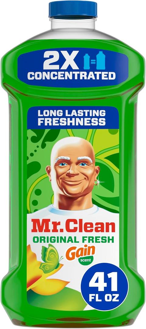 Mr. Clean All Purpose Cleaner, Floor Cleaner for Mopping Home, Bathroom, & Kitchen, Cleaning Liquid for Mop & Bucket, Cleaning Supplies, Multi-Surface Dilutable, Gain, 41oz (41 Fl Oz (Pack of 1))
