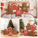 4 Pcs Christmas Plush Throw Pillow Xmas Gingerbread Man Snowflake Gingerbread House Throw Pillow Cute Christmas Decorations Cushion for Xmas Winter Holiday Party Couch Sofa Bedroom (Red)