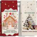 Christmas Gingerbread Man Kitchen Towels - Gingerbread House Kitchen Towels Set of 2,Gingerbreads House Dish Towel for Kitchen Bathroom Indoor Home Decor 16x24 Inch (Color-01)
