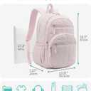 Bookbag for Women, Teen Girls Backpack for High School College Student, Puffer Quilted Back Pack Cute Laptop Backpack 17.3in for Work Travel Mom Casual, Pink