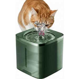 Cat Water Fountain, Ultra-Quiet Automatic Pet Water Dispenser,Low Noise FCC & CE Certified Safe, BPA-Free, Triple Filtration Drinking Fountain for Cats and Dogs (Green) 2 Free Filters