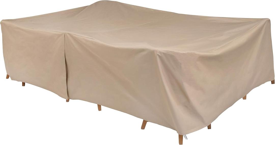 Modern Leisure 8576A Patio Table and Chairs Cover, Outdoor Furniture Set Cover, Waterproof, 76 L x 115 W x 30 H inches, Extra Large, Tan Khaki