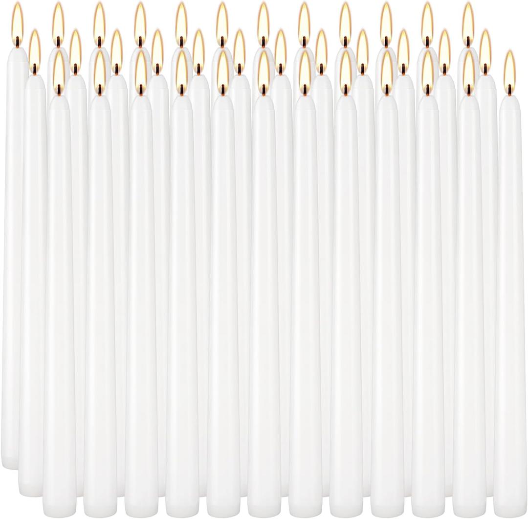 36 Pack White Taper Candles 10 Inch - Premium Unscented Dripless & Smokeless Long-Burning Candles for Wedding Decor, Fine Dining, Candelabras, Romantic Dinner, and Elegant Home Decor
