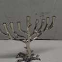 The Dreidel Company Tree of Life Menorah Nickel Finish Full Size 10 Inches for Hanukkah Fits Standard Chanukah Candles - Collectible Artistic Menorah for Judaic Display