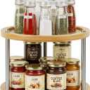 2 Tier Lazy Susan Organizer, Revolving Spice Rack,10 inch Wood Lazy Susan Turntable for Cabinet, Shelf, Countertop, or Table