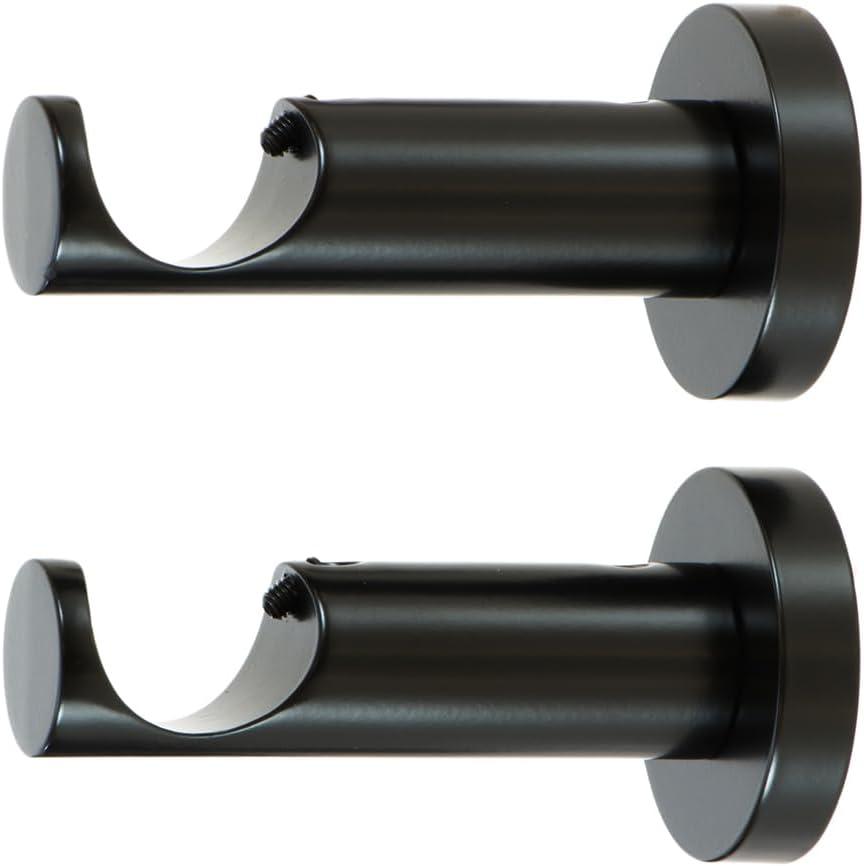 Ivilon Ceiling or Wall Mount Curtain Rod Brackets Holders for Curtain Rods of 7/8 and 1 Inch Diameter. Set of 2. Color Black