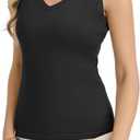 QUALFORT Women Wool Blend Sweater V Neck Sleeveless Tank Tops Knitted Shirt (Black)