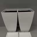 FIASON Large Square Tall Planters - 21'' Lightweight Flower Pots with Drainage Design for Indoor/ Outdoor (White, 2 Set)