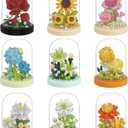9 Set Secret Mini Flower Building Toy Bouquets with Dust Cover Set Creative Assembly Bonsai Tree Ideal for Home Decor Collection Toys