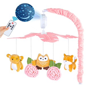 Playix Baby Crib Mobile with Music and Lights, Nursery Baby Mobile for Crib Bassinet with Remote Control, Rotation, Starlight Projection, Crib Toys for Babies Boys Girls Pink