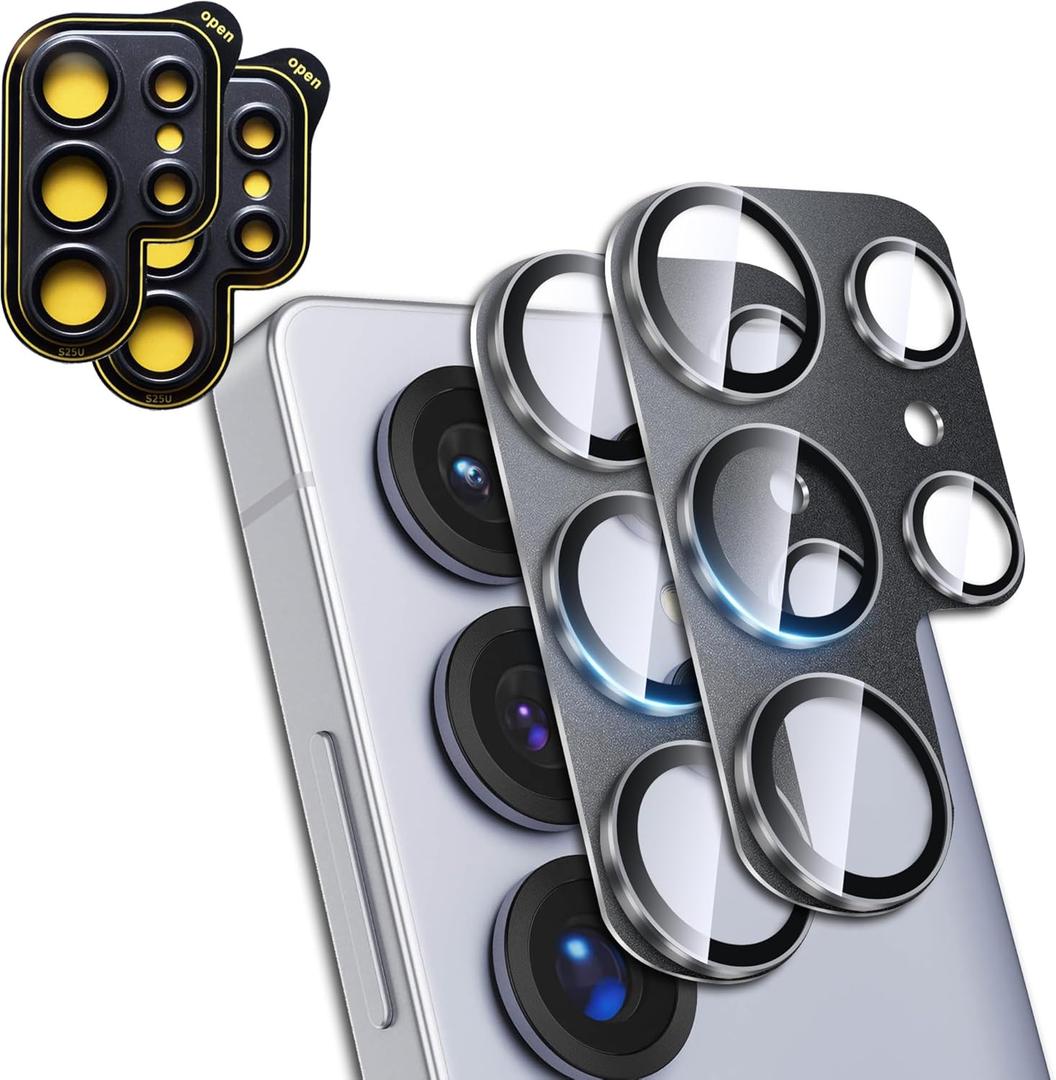 JZG for Samsung Galaxy S25 Ultra 2 Packs Camera Lens Protector, Shatterproof, Easy Install, Quick Adhesion, Clear Vision, Case Friendly (Black) 