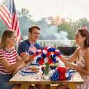 Hoteam 36 Pcs 4th of July Artificial Flowers Red White and Blue Decoration 250th Anniversary Patriotic Calla Lily Picks Decorations Independence Day Memorial Day Table Decor (Red,White,Blue)