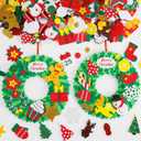 15 Sets DIY Christmas Foam Wreath Crafts Kits Decorations Self Adhesive Xmas Sticker Santa Holly Leaf for Kids Party Favors Fun Classroom Home Activities