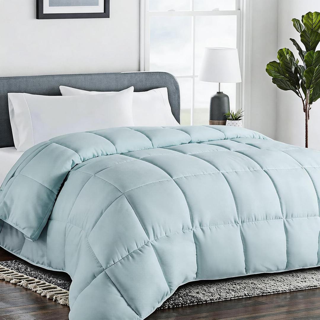 COHOME King Size Cooling Comforter, All-Season Quilted Down Alternative Duvet Insert, Luxury Hotel Breathable GentleSoft Comforter with Anti-Clump Tech & 8 Tab - Reversible - Aqua 92 x 102 inches