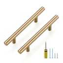 Ravinte 30 Pack Kitchen Cabinet Handles Champagne Bronze 3-1/2 Inch Hole Center Stainless Steel Pulls for Dresser Drawer Cupboard Handles with Screwdriver, 6 Inch Length