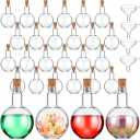 Baderke Plastic Potion Bottles  8 oz Sand Art Ball Shape Bottles with Funnels Spherical Decorative Candy Jar for Cocktail Witch Costume Props Party DIY Crafts(7 Sets)
