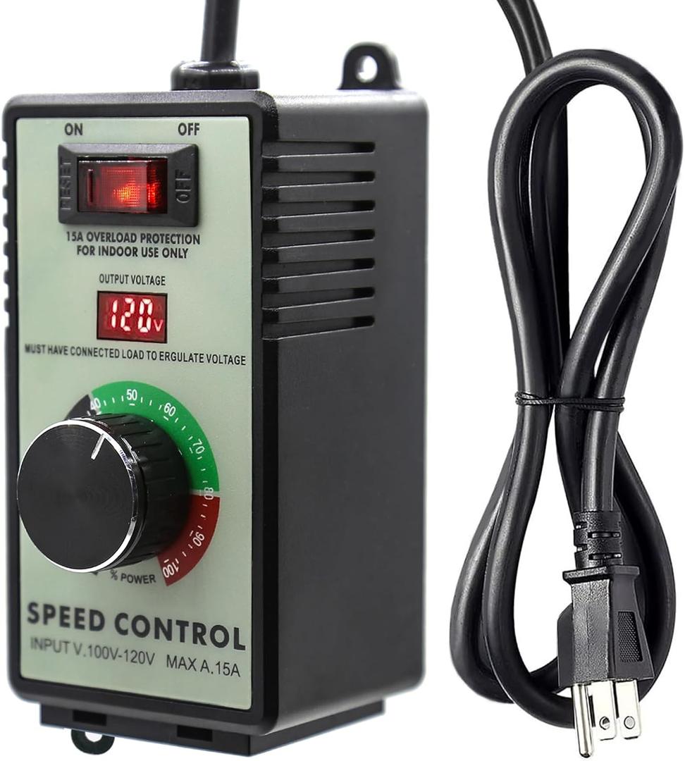 AC Motor Variable Speed Controller 120V 15A 4000W with Overload Protection Switch
