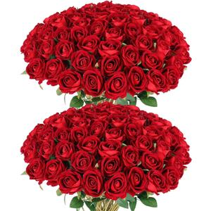 60 Pcs Artificial Roses Bulk Velvet Silk Red Rose Burgundy Roses for Wedding Centerpieces Bridal Bouquet Mohter's Day Valentine's Day Christmas Home Decor (Burgundy)