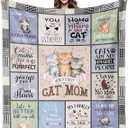 Cat Mom Gift for Woman, Cats Lover Blankets for Women, Cat Mom Blanket 60"X50", Cats Blankets for Women Girl