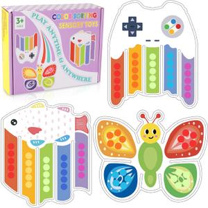 3Pack Color Sorting Toys Sensory Toys : Fine Motor Skill Games Learning for Toddlers, Color Matching Fidget Sensory for Calm Down, Preschool Learning & Educational Montessori (bee-Fish-Gamepad 3Pack)