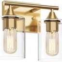 XPEHK Gold Vanity Lights for Bathroom,2-Light Bathroom Light Fixtures,Brushed Brass Gold Wall Sconce Lighting,Modern Wall Lamp for Mirror Bedroom Vanity Table Hallway