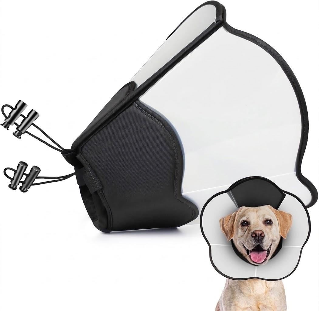 Hard & Heavy Plastic Dog Cone Collar Alternative for Lab Golden GSD (Small&Medium Sized) After Surgery, Large Adjustable Recovery Cone Anti-Lick, Elizabethan Protective Cone of Shame for Healing