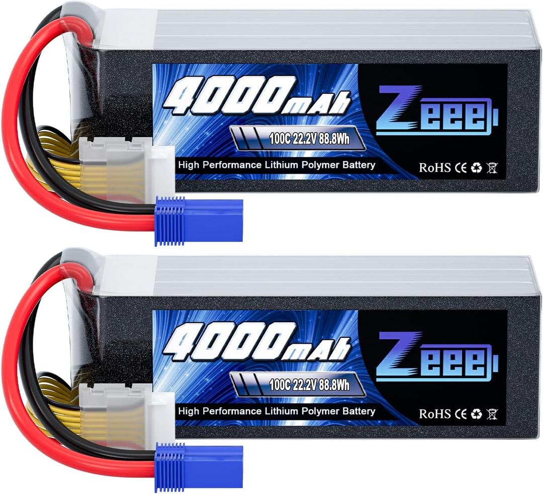 Zeee 6S Lipo Battery 4000mAh 22.2V 100C with EC5 Connector Soft Pack Battery for RC Airplane Helicopter RC Car Truck Tank Drone Racing Hobby(2 Pack)