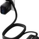 SUPERDANNY Detachable Power Strip, 45W USB-C & USB-A Fast Charge with 3 Outlets, 5ft Flat Plug Extension Cord, Portable for Cruise, Home, Black