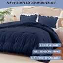 HARBOREST King Comforter in Navy - 3-Piece Shabby Chic Bedding for King Size Bed: Fluffy Comforter Set & 2 Pillow Shams, Suitable for All Seasons