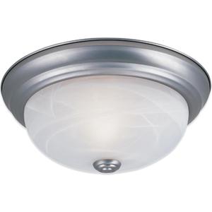 DESIGNERS FOUNTAIN Reedley 2-Lights Flush Mount Ceiling Light, 11 Inch Lighting Fixture for Kitchen, Bedroom, Bathroom, and Hallway, White Alabaster Glass, Pewter, 1257S-PW-AL