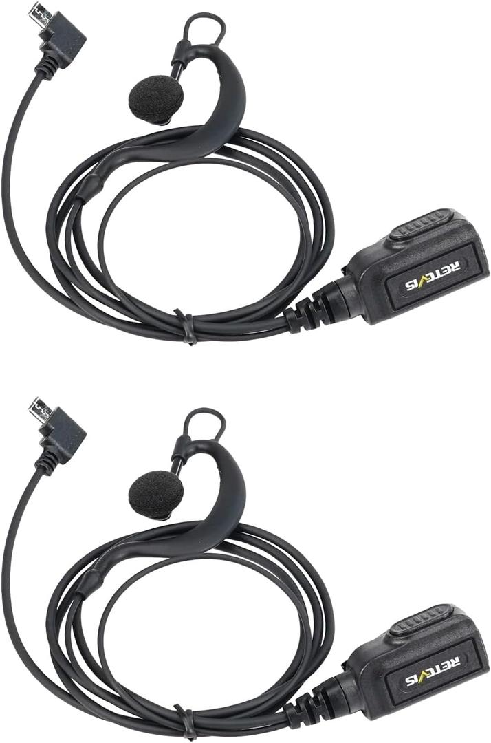 Retevis RB66 RB67 Walkie Talkie Earpiece with Mic, Type-C Plug, Only Compatible RB66S RB66 RB67 Walkie-talkies, Two Way Radio Earpiece, 1-Wire with Inline PTT, Metal Collar Clip(2 Pack)
