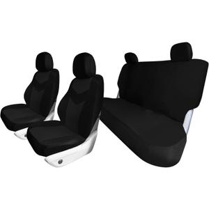 Universal Fit Chevron Flat Cloth Car Seat Covers Full Set - Black