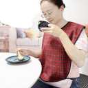 2 x Adult Bibs for Men Women Elderly Reusable Large Adult Bibs Reusable Waterproof Clothing Protector with Crumb Catcher (3pack Blue+red+grey)