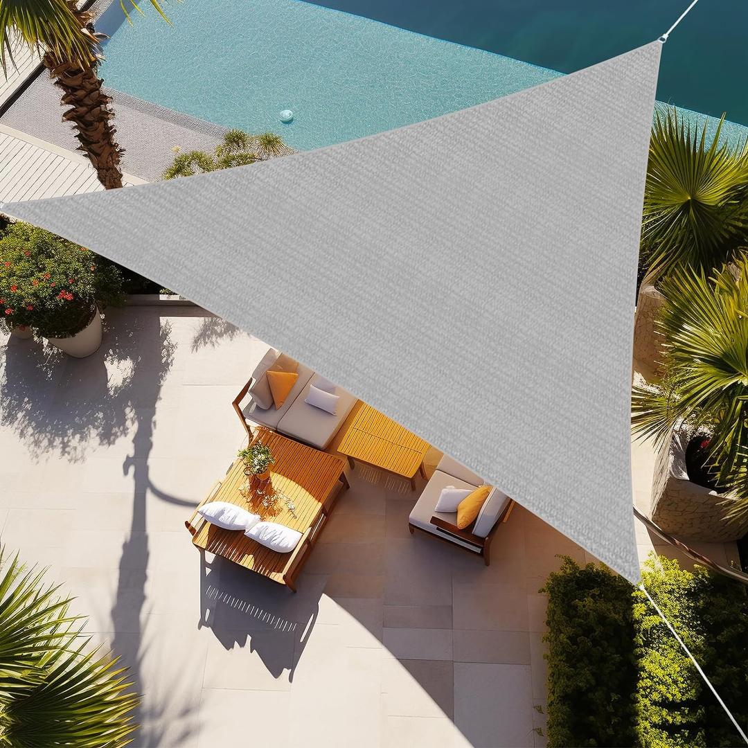 Shade&Beyond Triangle Sun Shade Sail 16'X16'X16' Permeable Canopy Light Grey for Patio Garden Yard Deck Pergola (We Make Custom Size)